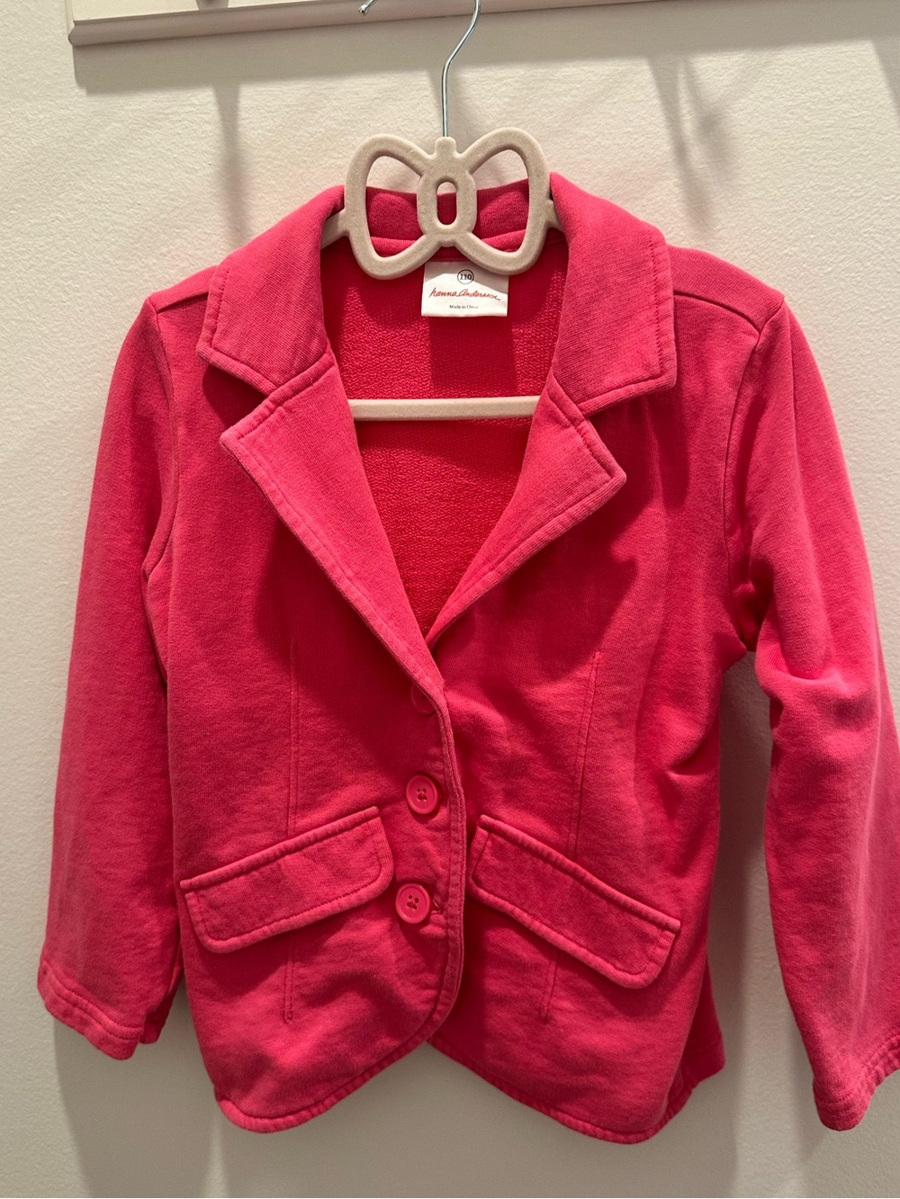 Hanna Andersson Hot Pink Knit Blazer Jacket size 5
